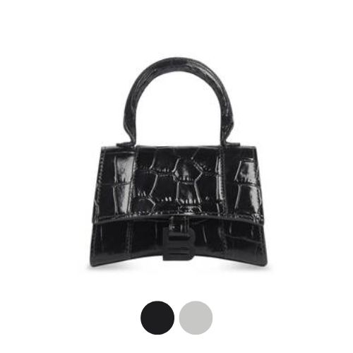 Balenciaga Hourglass Mini Handbag Crocodile Embossed