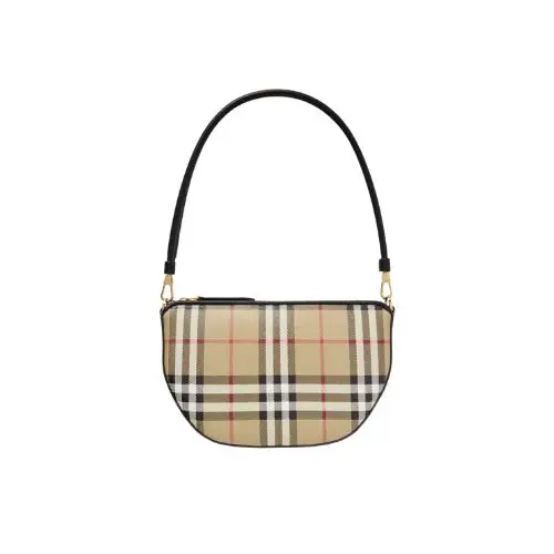 Burberry Leather-Trimmed Checked Canvas Shoulder Bag
