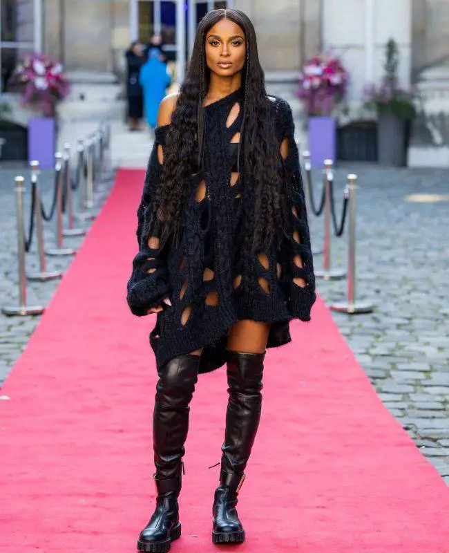 Ciara Roger Vivier Viv Go-Thick Leather Tall Boots