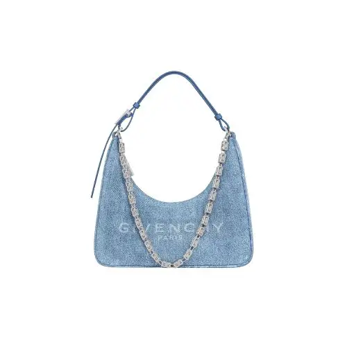 Givenchy Small Moon Cut Out Bag in Washed Denim With Chain